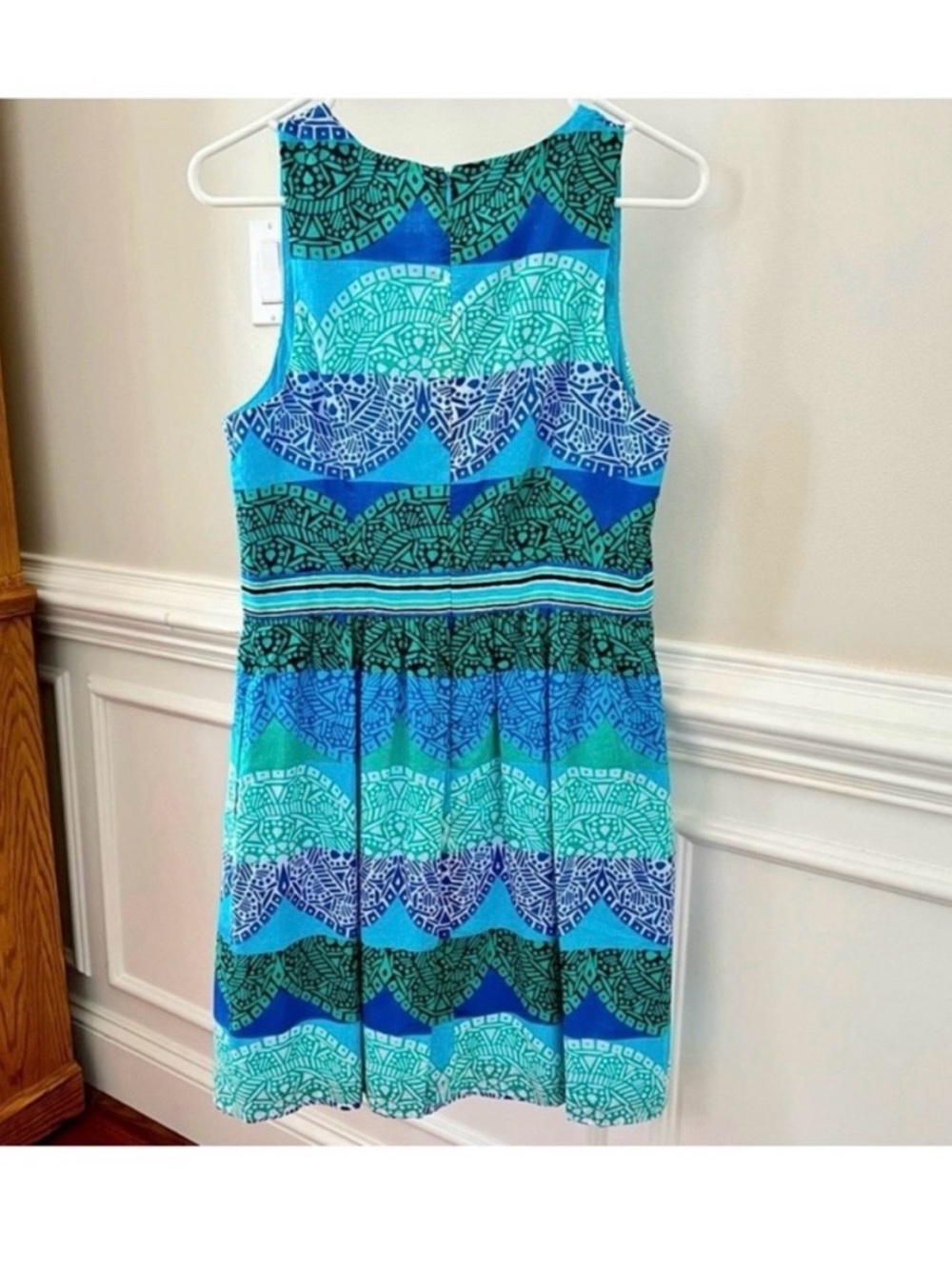 crown & ivy Blue Patterned Sleeveless Fit-and-Flare Dress - Picture 7 of 9